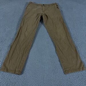 GAP Pants Mens 34x34 Brown Straight Chino Casual Preppy Khaki Slub Cotton Office